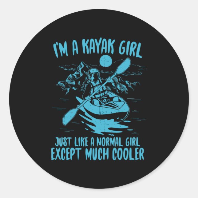 Ich bin ein Kayak-Mädchen Runder Aufkleber (Vorderseite)