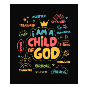 Ich bin ein Kind Gottes Christ Retro Jesus Glaube Fotodruck