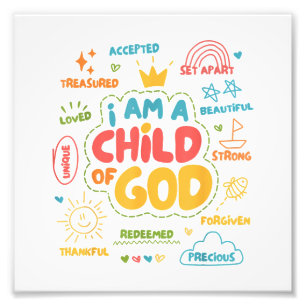 Ich bin ein Kind Gottes Christ Retro Jesus Glaube  Fotodruck