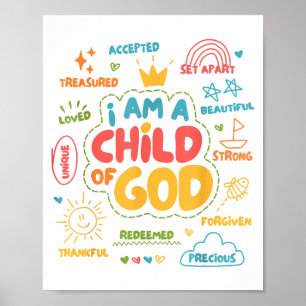 Ich bin ein Kind Gottes Christ Retro Jesus Glaube Poster