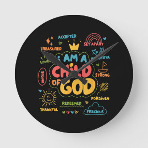 Ich bin ein Kind Gottes Christ Retro Jesus Glaube Runde Wanduhr