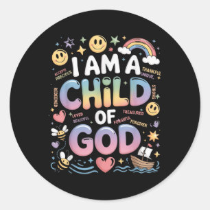 Ich bin ein Kind Gottes Christ Retro Jesus Glaube  Runder Aufkleber