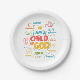 Ich bin ein Kind Gottes Christlich Retro Jesus Gla Pappteller