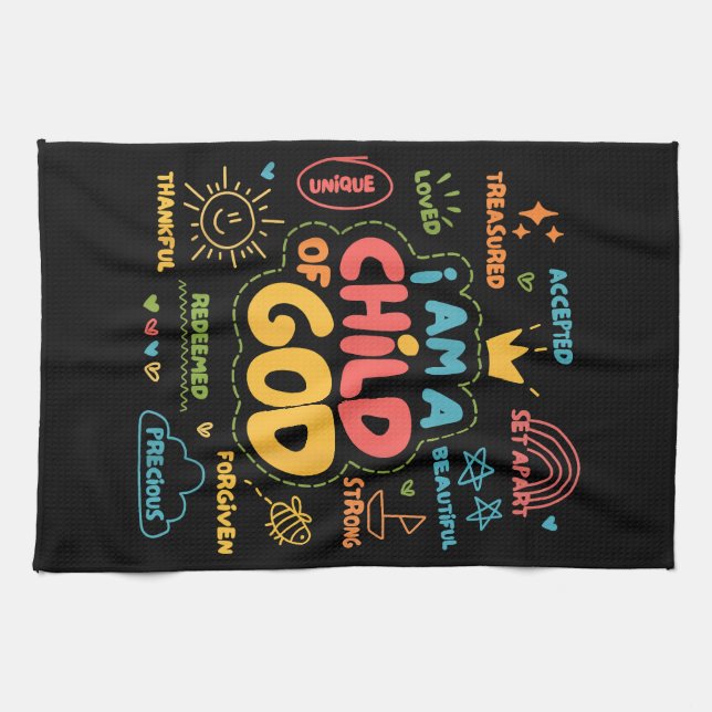 Ich bin ein Kind Gottes Christlicher Retro Jesus F Geschirrtuch (Horizontal)