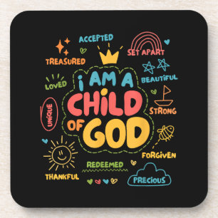 Ich bin ein Kind Gottes Christlicher Retro Jesus F Getränkeuntersetzer