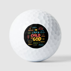 Ich bin ein Kind Gottes Christlicher Retro Jesus F Golfball