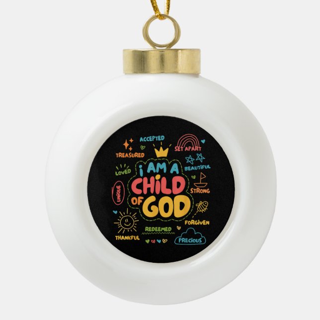 Ich bin ein Kind Gottes Christlicher Retro Jesus F Keramik Kugel-Ornament (Vorderseite)