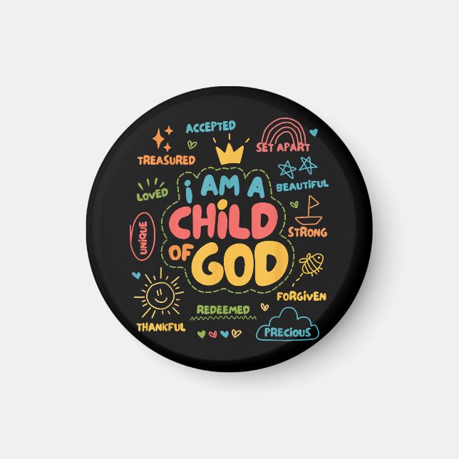 Ich bin ein Kind Gottes Christlicher Retro Jesus F Magnet (Vorne)