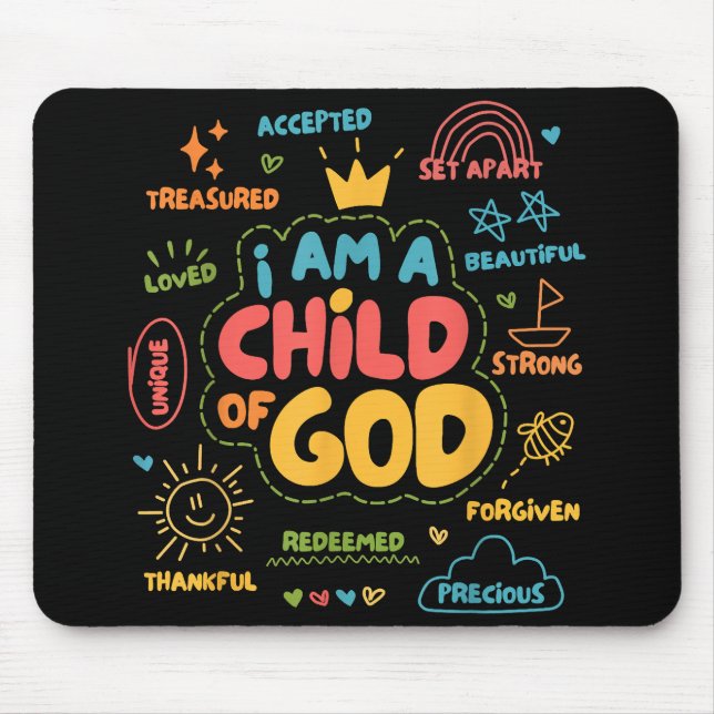 Ich bin ein Kind Gottes Christlicher Retro Jesus F Mousepad (Vorne)