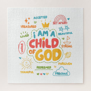 Ich bin ein Kind Gottes Christlicher Retro Jesus F Puzzle