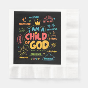 Ich bin ein Kind Gottes Christlicher Retro Jesus F Serviette