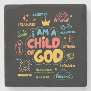 Ich bin ein Kind Gottes Christlicher Retro Jesus F Steinuntersetzer