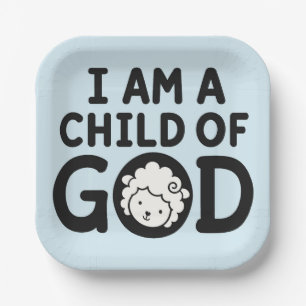ICH BIN EIN KIND GOTTES Christliches Babyshower- Pappteller