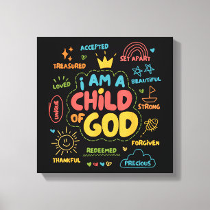 Ich bin ein Kind Gottes Christliches Retro-Jesus-G Leinwanddruck