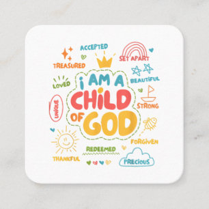 Ich bin ein Kind Gottes Christliches Retro-Jesus-G Quadratische Visitenkarte