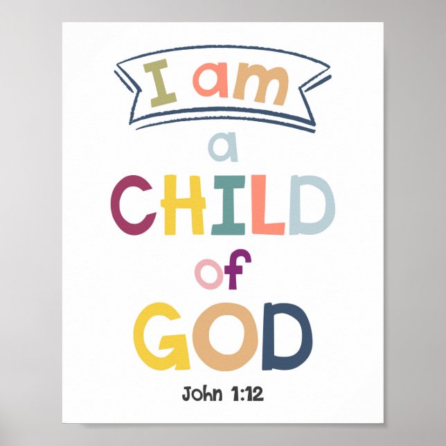 Ich bin ein Kind Gottes Kinder Christlicher religi Poster (Vorne)