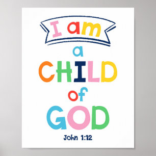 Ich bin ein Kind Gottes Kinder Christlicher religi Poster