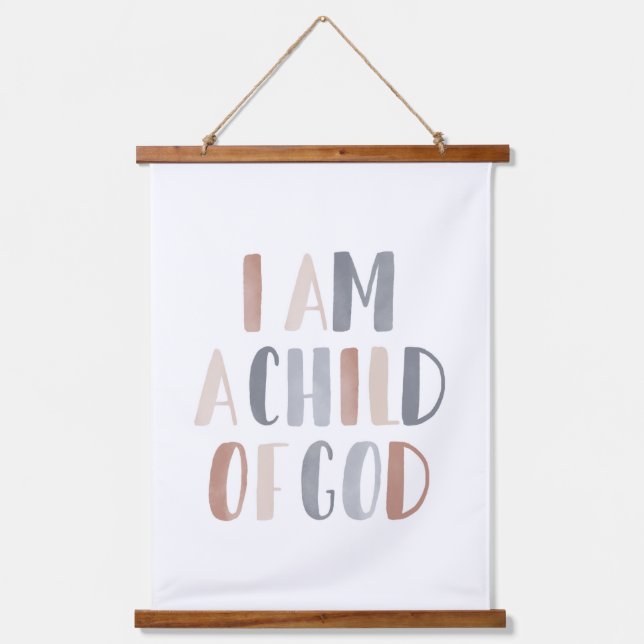Ich bin ein Kind von Gott Boho Kinder Zimmerdekor Wandteppich Mit Holzrahmen (Vorderseite)