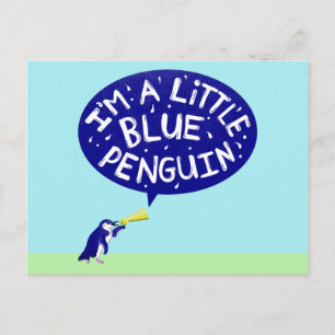 Ich bin ein kleiner blauer Pinguin Postkarte