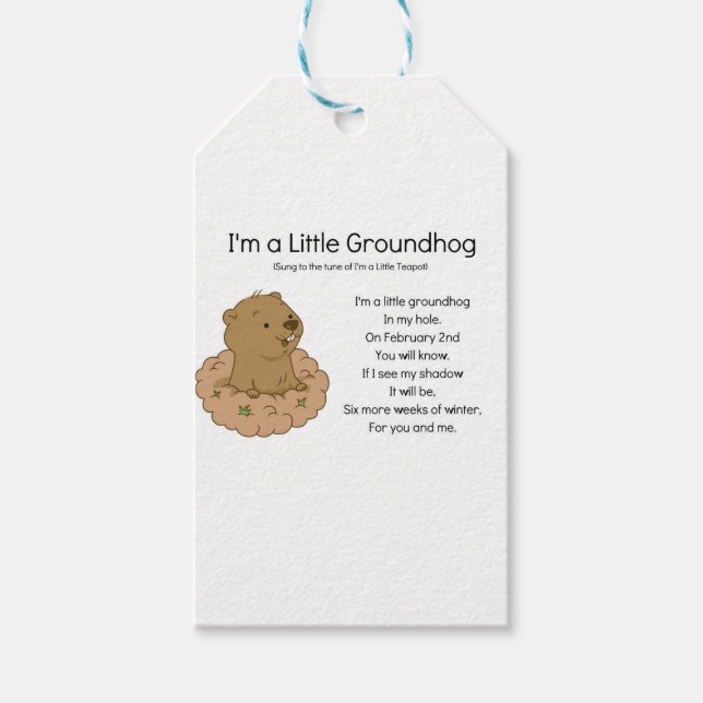 Ich bin ein kleiner Groundhog Geschenkanhänger (Vorderseite)