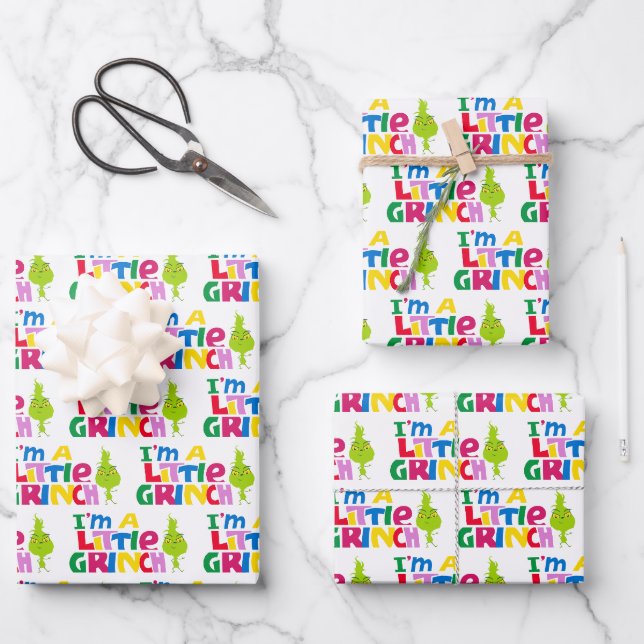 Ich bin ein kleines Grinch-Buntgrafik Geschenkpapier Set (Vorderseite)