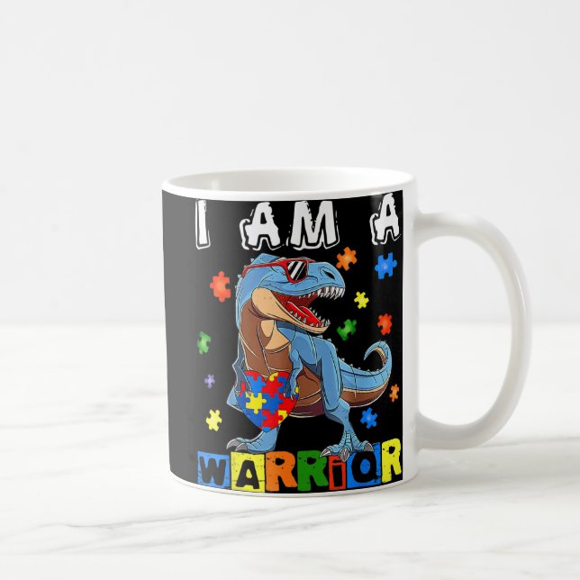 Ich bin ein Krieger-Autismus-Bewusstsein Dinosaur  Kaffeetasse (Rechts)