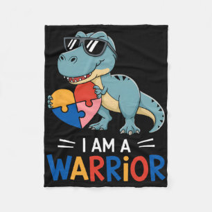 Ich bin ein Krieger Autismus Boys Familie Dinosaur Fleecedecke