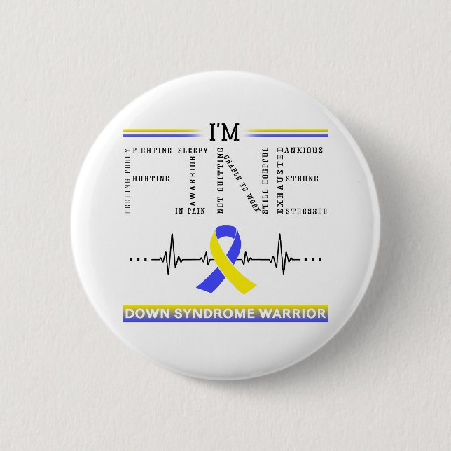 Ich bin ein Krieger des Fine-Down-Syndroms Button (Vorderseite)
