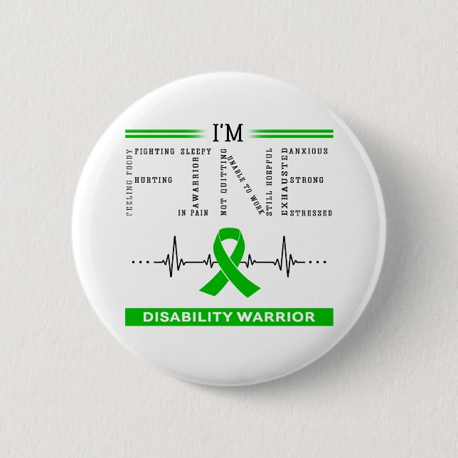 Ich bin ein Krieger für eine gute Behinderung Button (Vorderseite)