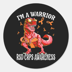 Ich bin ein Krieger Rsd Crps Bewusstsein Dinosauri Runder Aufkleber