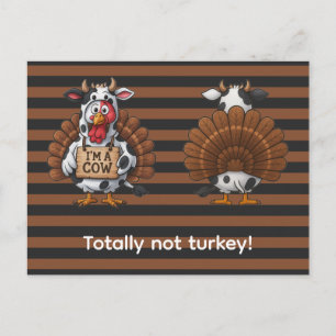 Ich bin ein Kuh Truthahn Lustige Thanksgiving Ve Postkarte