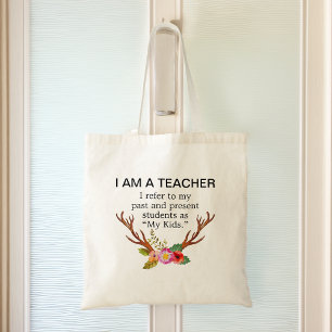 Ich bin ein Lehrer Rehgeweih Floral Tragetasche