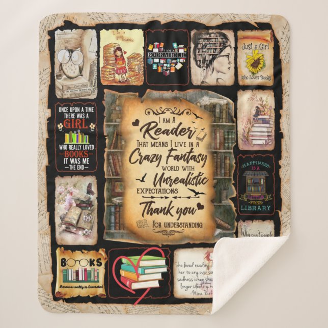 Ich bin ein Leser-Blanket, buche Lover Blanket, Sherpadecke (Vorderseite)