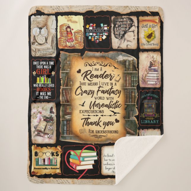 Ich bin ein Leser-Blanket, buche Lover Blanket, Sherpadecke (Vorderseite)