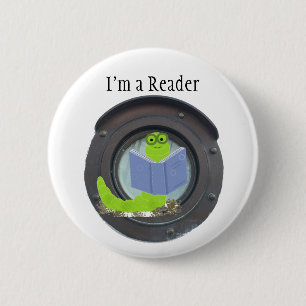 Ich bin ein Leser, Buchwurm-Button Button