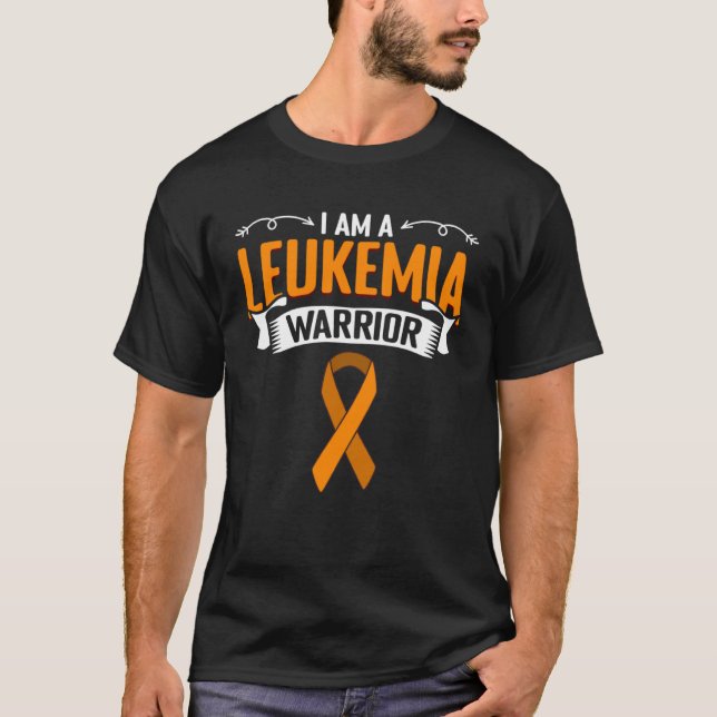 Ich bin ein Leukämiekrieger Orange Ribbon Awarenes T-Shirt (Vorderseite)
