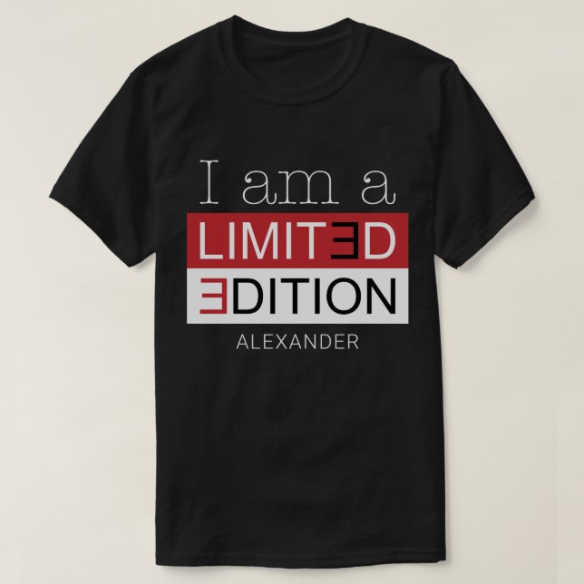 Ich bin ein limitierter Red Black Personalisiert N T-Shirt (Design vorne)