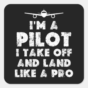 Ich bin ein lustiger Pilot Quadratischer Aufkleber