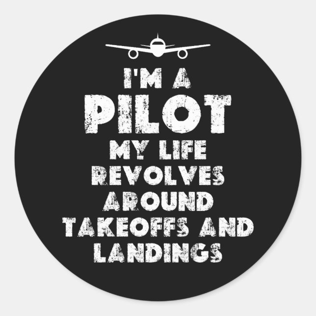 Ich bin ein lustiger Pilot Runder Aufkleber (Vorderseite)