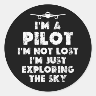 Ich bin ein lustiger Pilot Runder Aufkleber
