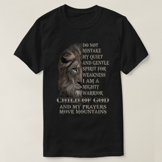 Ich bin ein mächtiges Kriegerkind Gottes, Löwe Chr T-Shirt (Design vorne)
