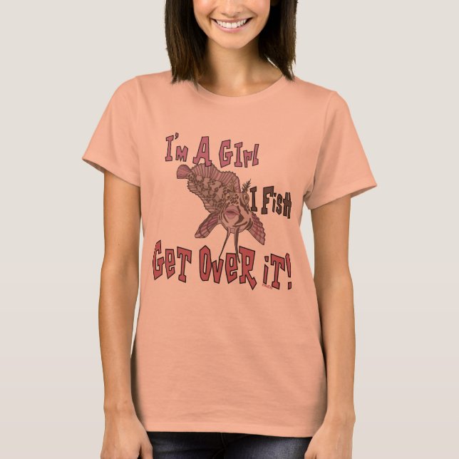 Ich bin ein Mädchen, das ich fischen kann T-Shirt (Vorderseite)
