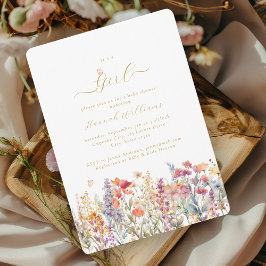 Ich bin ein Mädchen! Modern, Wildblume, Babydusche Einladung