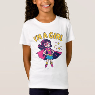 Ich bin ein Mädchen-Superhelden-Cartoon Mädchen-Po T-Shirt