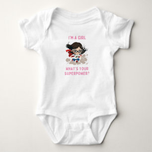Ich bin ein Mädchen, was ist dein Superpower Baby  Strampler