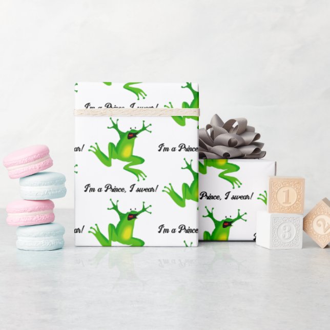 Ich bin ein Märchenprinz Lustiger grüner Frosch Ca Geschenkpapier (Babyparty)