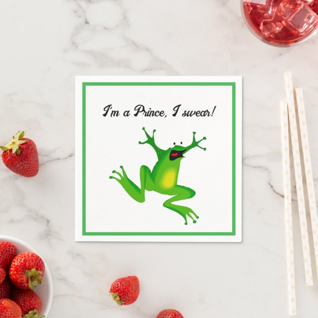 Ich bin ein Märchenprinz Lustiger grüner Frosch Ca Serviette (Beispiel)