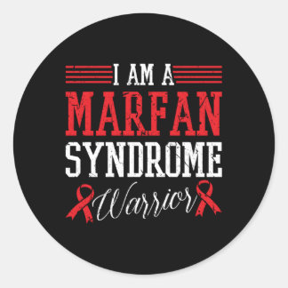 Ich bin ein Marfan-Syndrom Krieger Red Ribbon Awar Runder Aufkleber