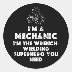 Ich bin ein mechanisches Funny Zitate Runder Aufkleber