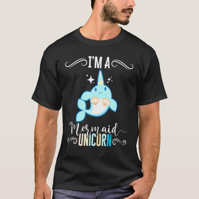 Ich bin ein Meerjungfrau-Einhorn-Narwal-Meeres-Tie T-Shirt (Vorderseite)